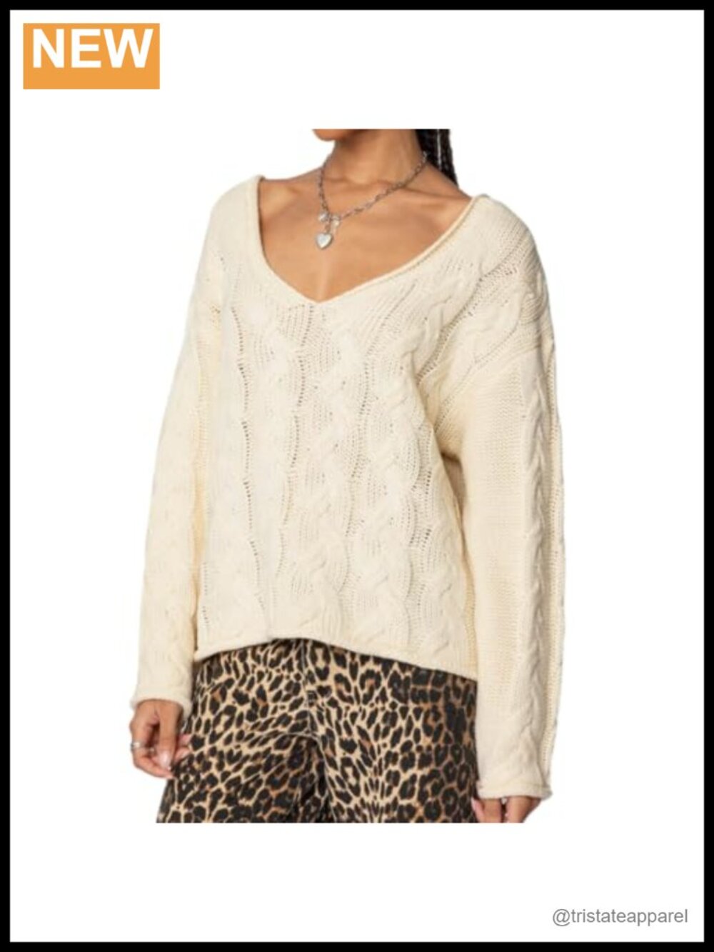 Oversized Cable Knit V-Neck Pullover Sweater Loose Fit Long Sleeve Y2K Coquette